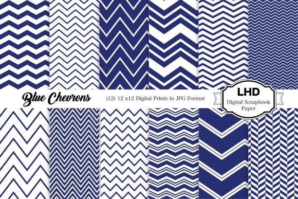 Blue Chevron Digital Papers: Never Out of Style