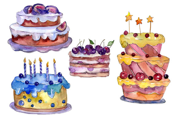 Exploring Dessert Mamulin Cake Watercolor