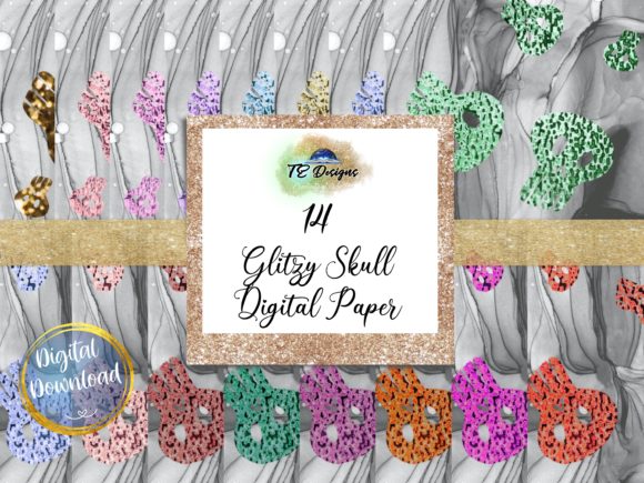Glitter Skull Digital Papers: Transforming Edgy Designs with Digital Sparkle