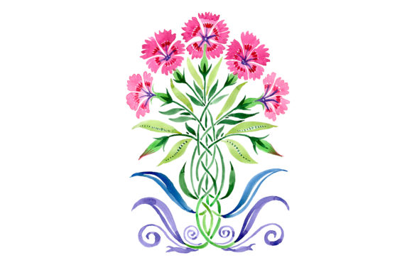 Ornament Carnations Pink Watercolor