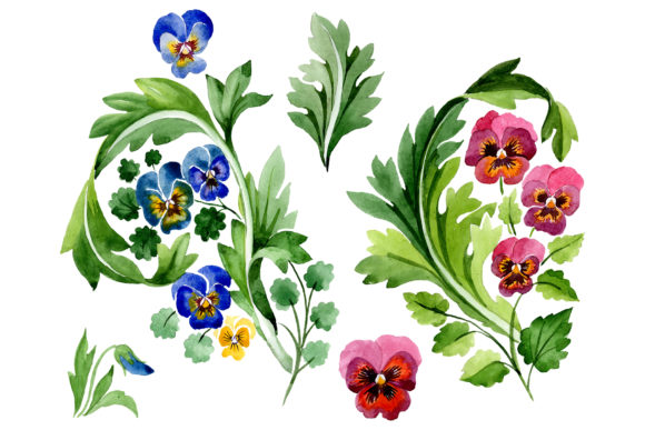 Ornament with Violas Watercolor