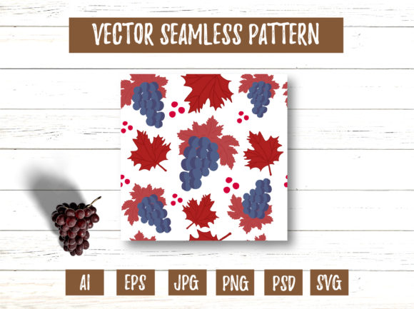 Red Maple Leaves Grape Seamless Pattern