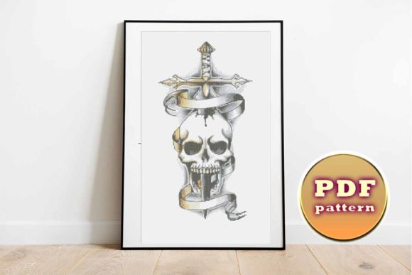 Skull and Sword Cross Stitch Pattern: Edgy Elegance in Needlework
