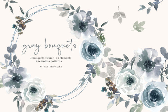 The Quiet Power of Gray and White Watercolor Florals