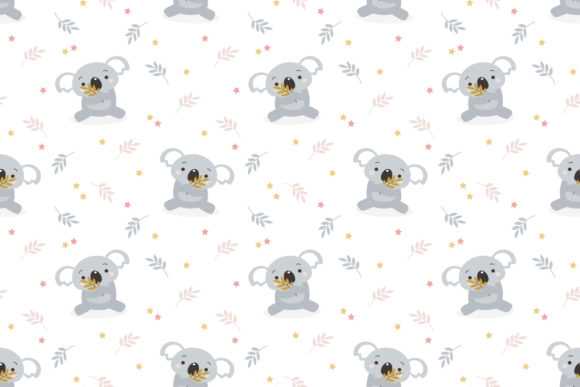 The Warmth of Cute Koala in Autumn Leaves Seamless Designs