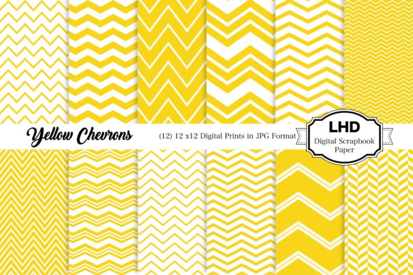 Yellow Chevrons Digital Paper Pack: Bright Patterns for Creative Projects